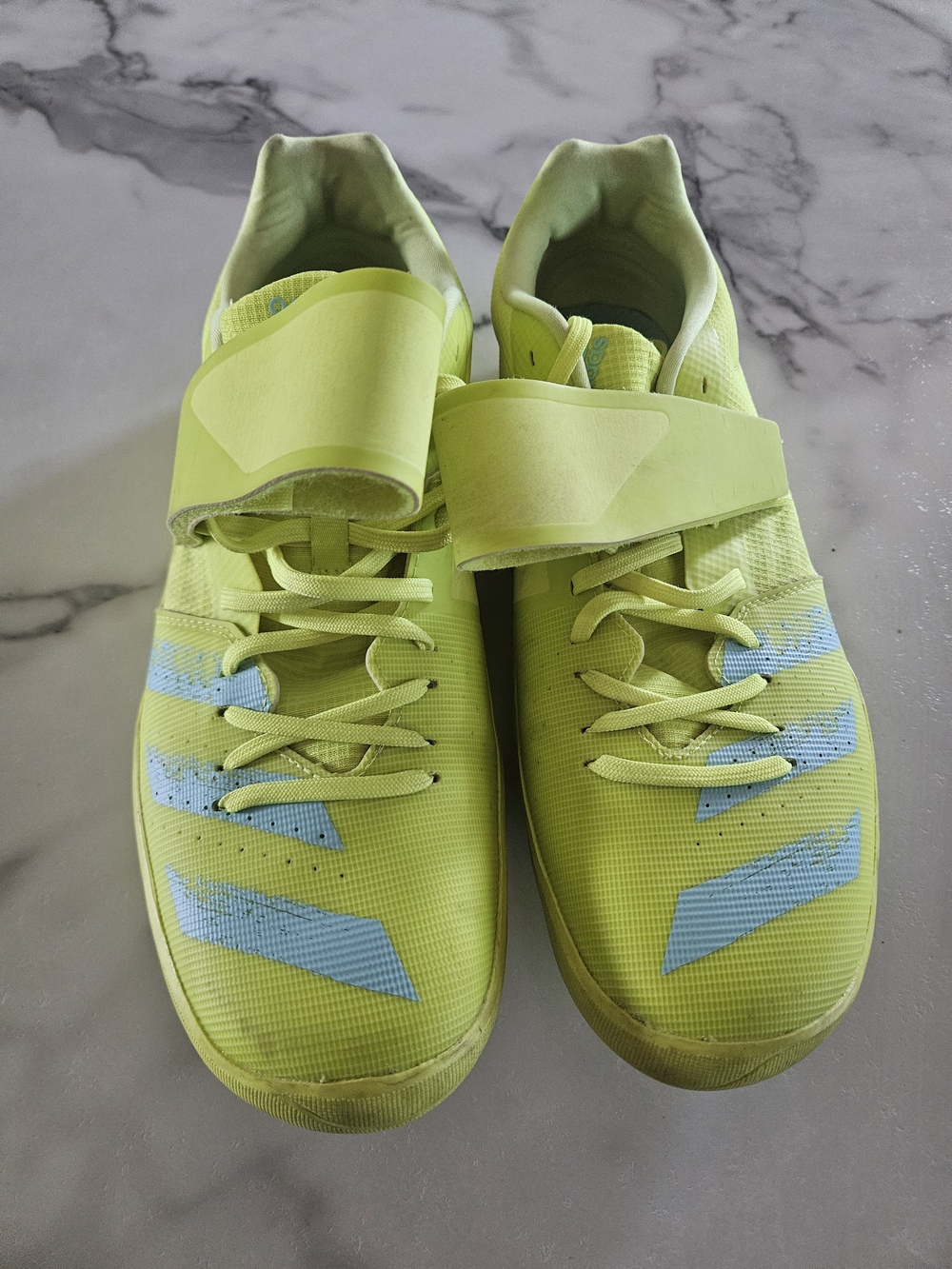 Adults Neon Yellow Throwing Shoes with Light Blue Accents
